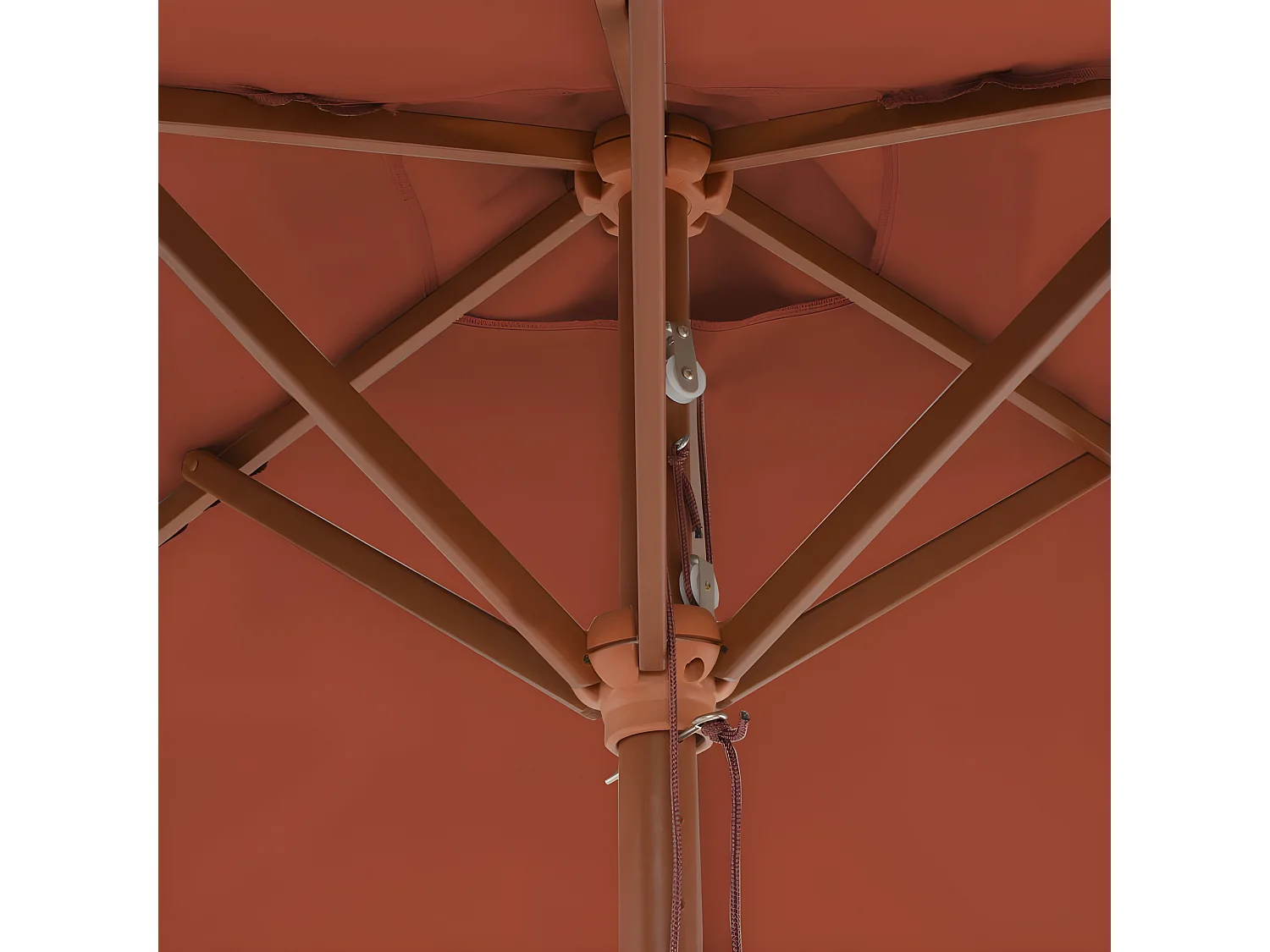 Parasol d'extérieur avec mât en bois 150 x 200 cm Terre cuite