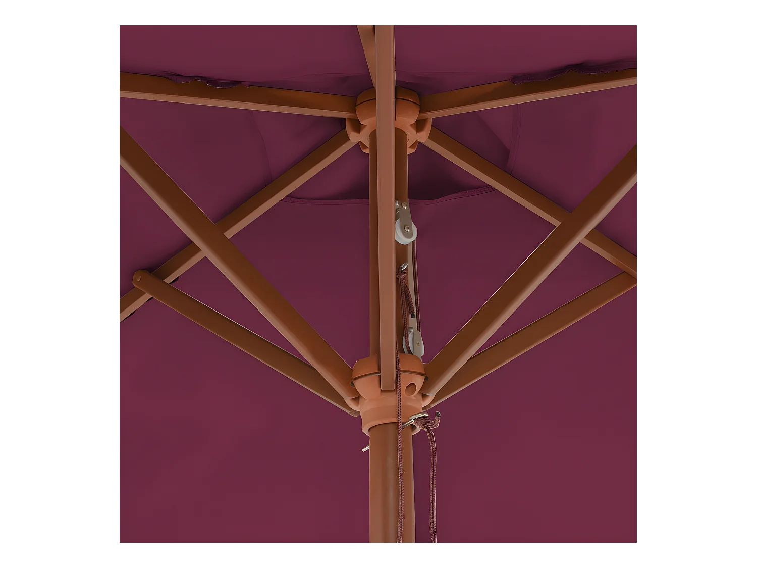 Parasol avec mât en bois 150 x 200 cm Bordeaux