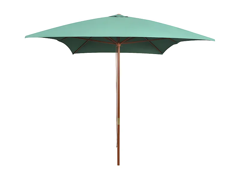Parasol avec poteau en bois 200 x 300 cm Vert