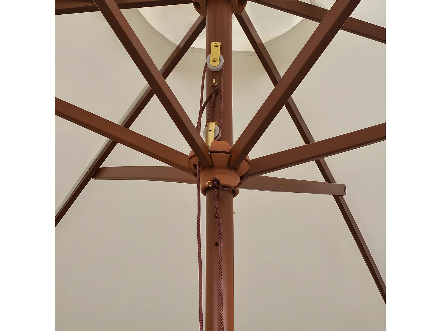 Guarda-sol com mastro em madeira 270x270 cm branco nata