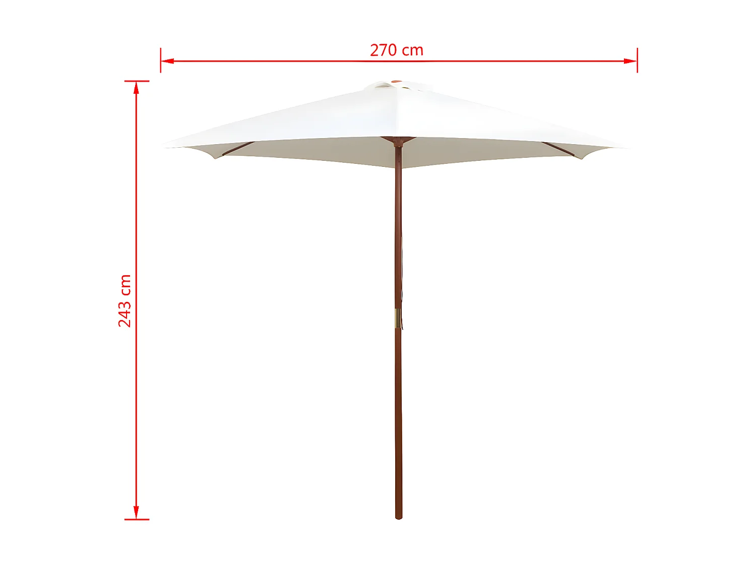 Guarda-sol com mastro em madeira 270x270 cm branco nata