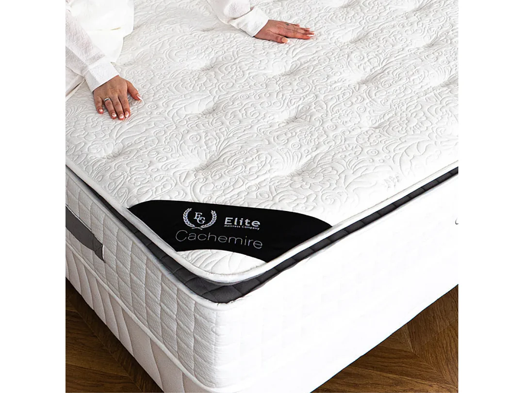 Matelas Cachemire 180x200 cm Hauteur 28 cm ressorts ensachés mousse polyuréthane Surmatelas Intégré soutien équilibré