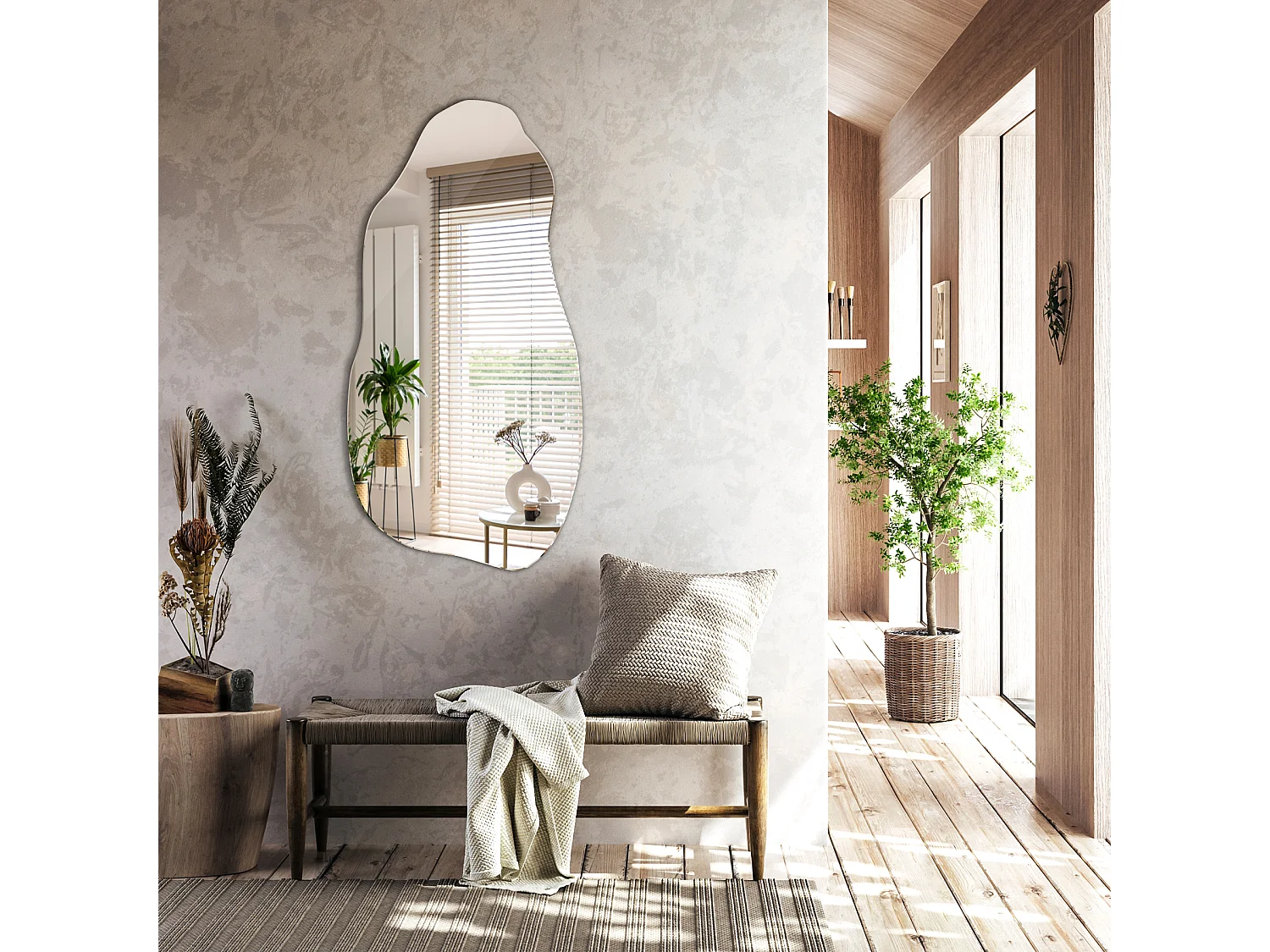 Koonmi Specchio Ovale Da Bagno, 56 X 96 Cm, In Vetro Temperato, Da