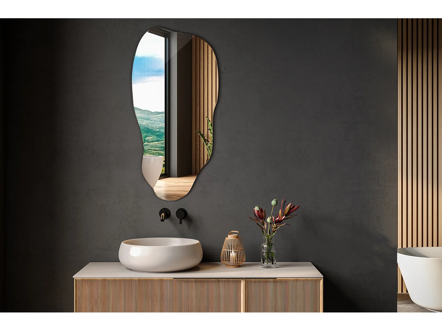 Miroir mural décoratif haut de gamme pour salle de bain, chambre à coucher, couloir - 50 cm x 100 cm