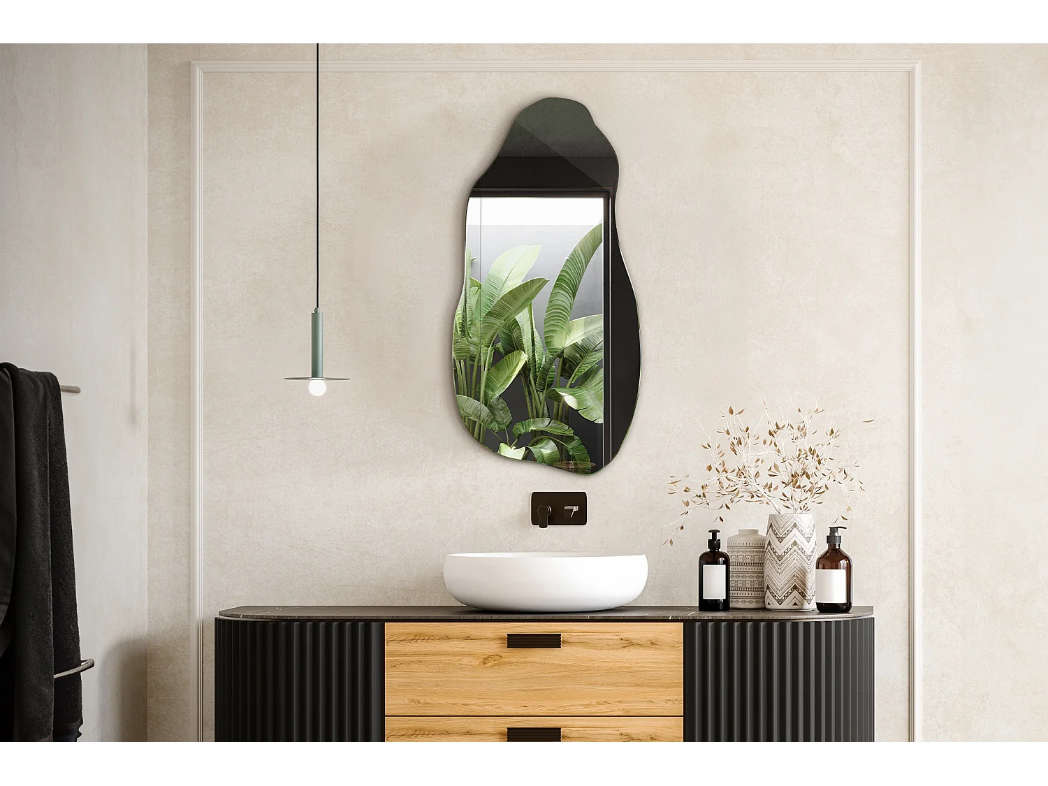 Miroir mural décoratif haut de gamme pour salle de bain, chambre à coucher, couloir - 50 cm x 100 cm