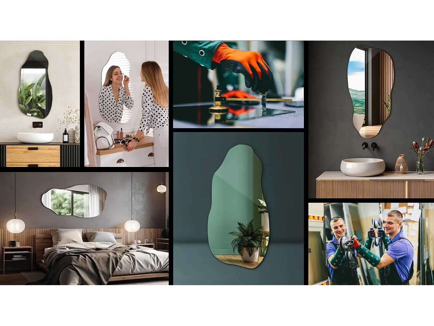 Miroir mural décoratif haut de gamme pour salle de bain, chambre à coucher, couloir - 50 cm x 100 cm