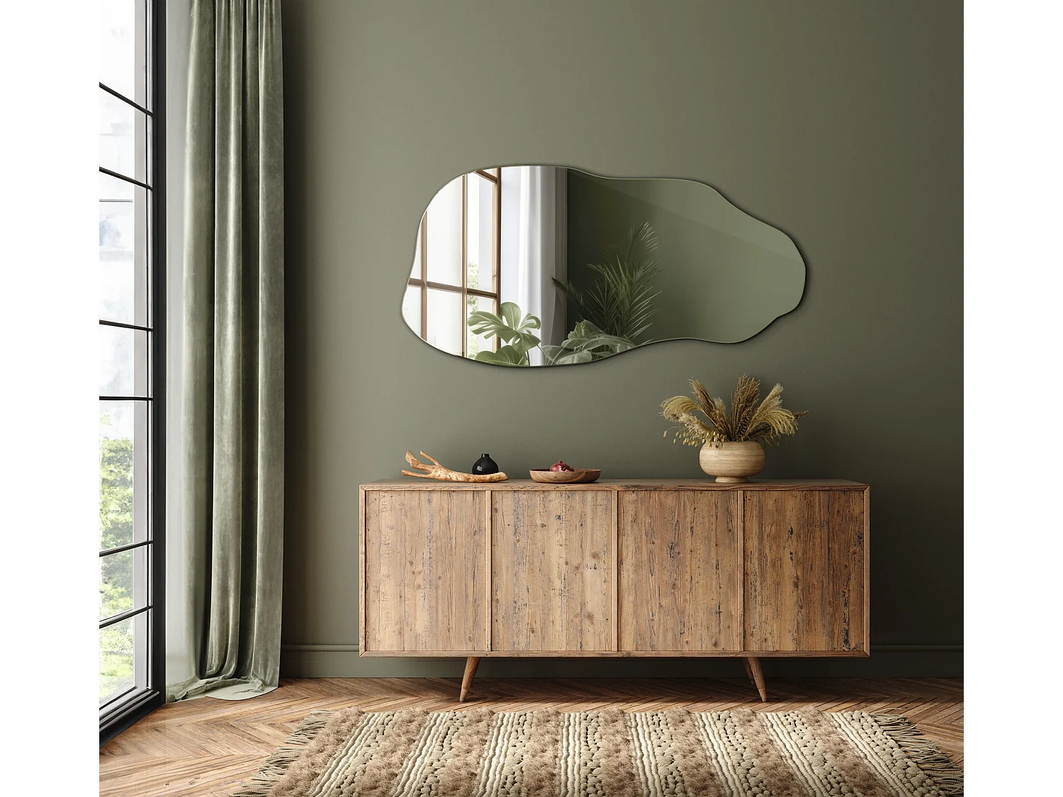 Miroir mural décoratif haut de gamme pour salle de bain, chambre à coucher, couloir - 50 cm x 100 cm