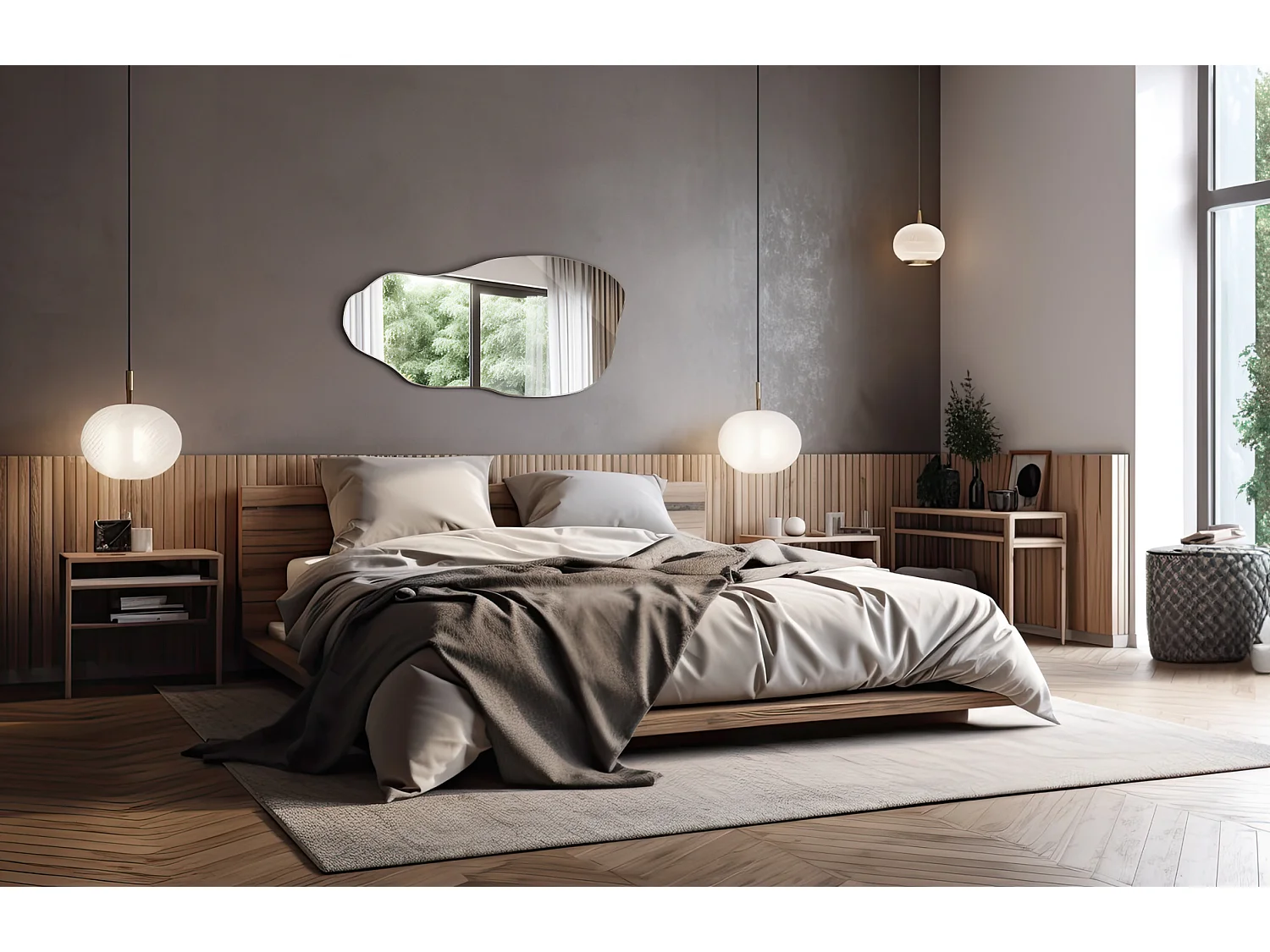 Specchio decorativo da parete - Irregolare - per la Camera da Letto, il Soggiorno - 40 cm x 80 cm