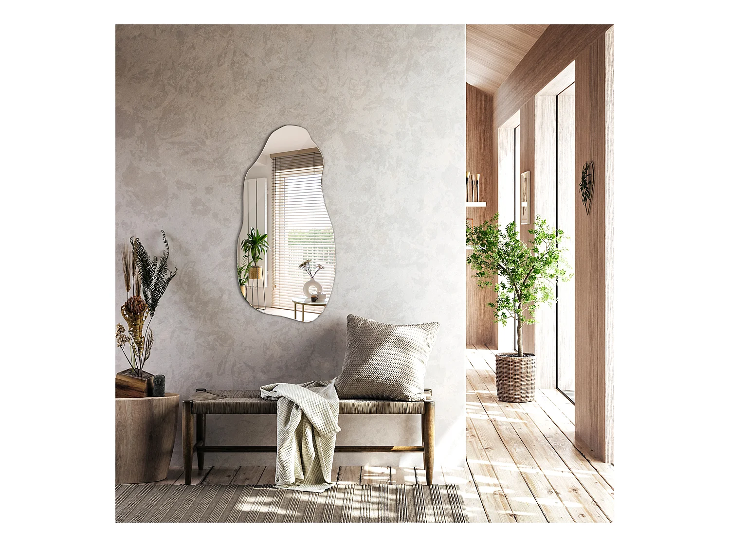 Espejo de Pared Decorativo - Irregular - para Dormitorio, Salón - 40 cm x 80 cm