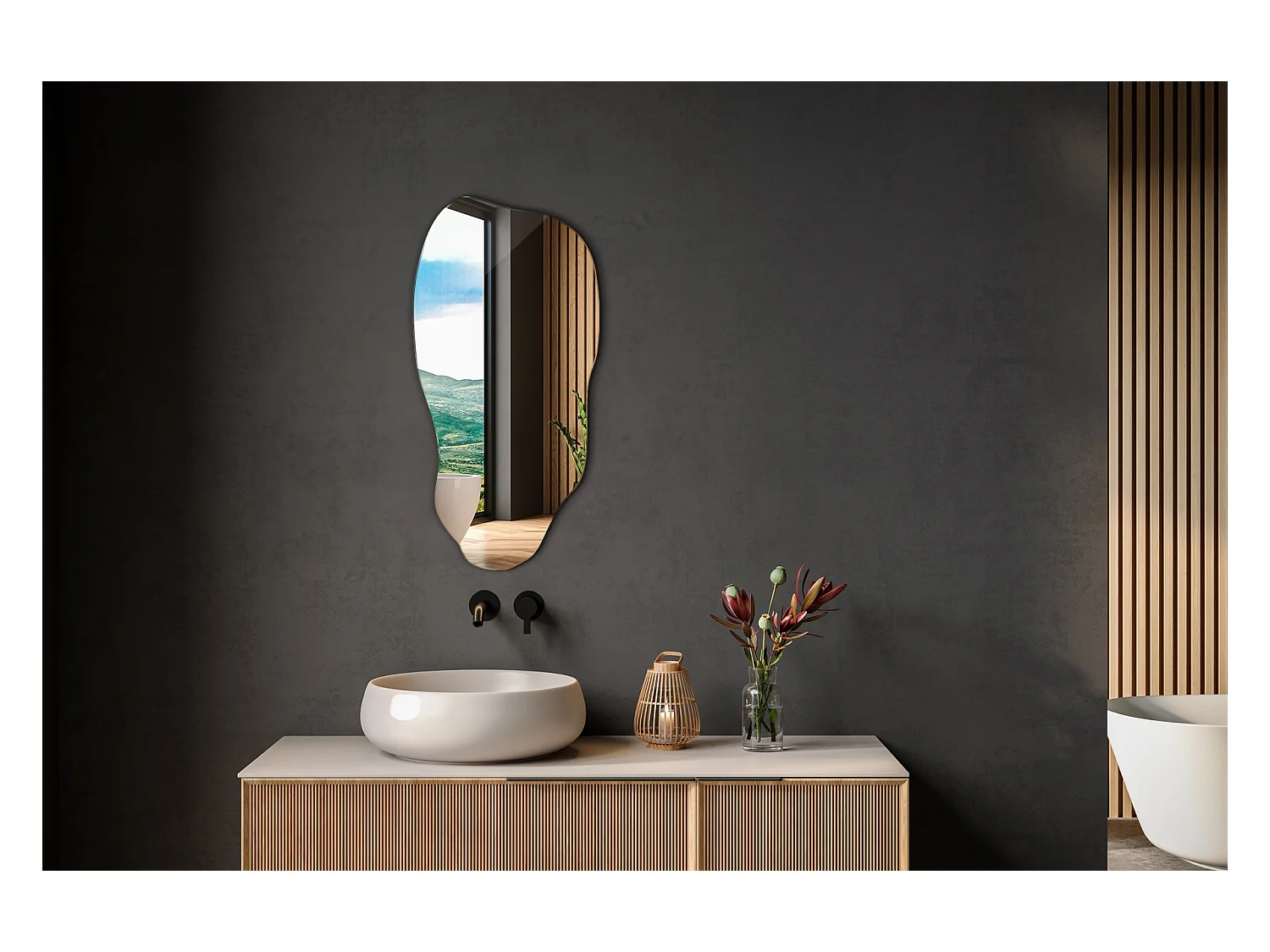 Espejo de Pared Decorativo - Irregular - para Dormitorio, Salón - 40 cm x 80 cm