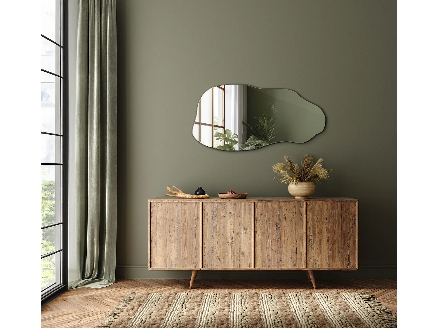 Miroir mural décoratif - Irrégulier - pour la chambre, le salon - 40 cm x 80 cm