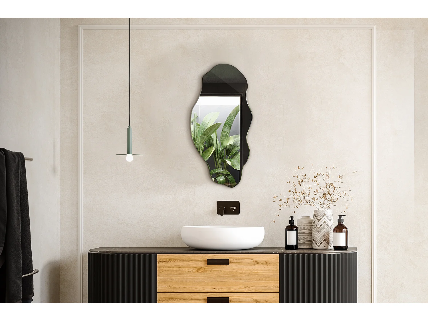 Dekorativer Wandspiegel – unregelmäßig – für Schlafzimmer, Wohnzimmer - 40 cm x 80 cm