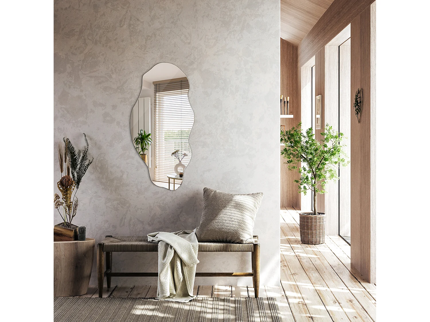 Miroir mural décoratif - Irrégulier - pour la chambre, le salon - 40 cm x 80 cm