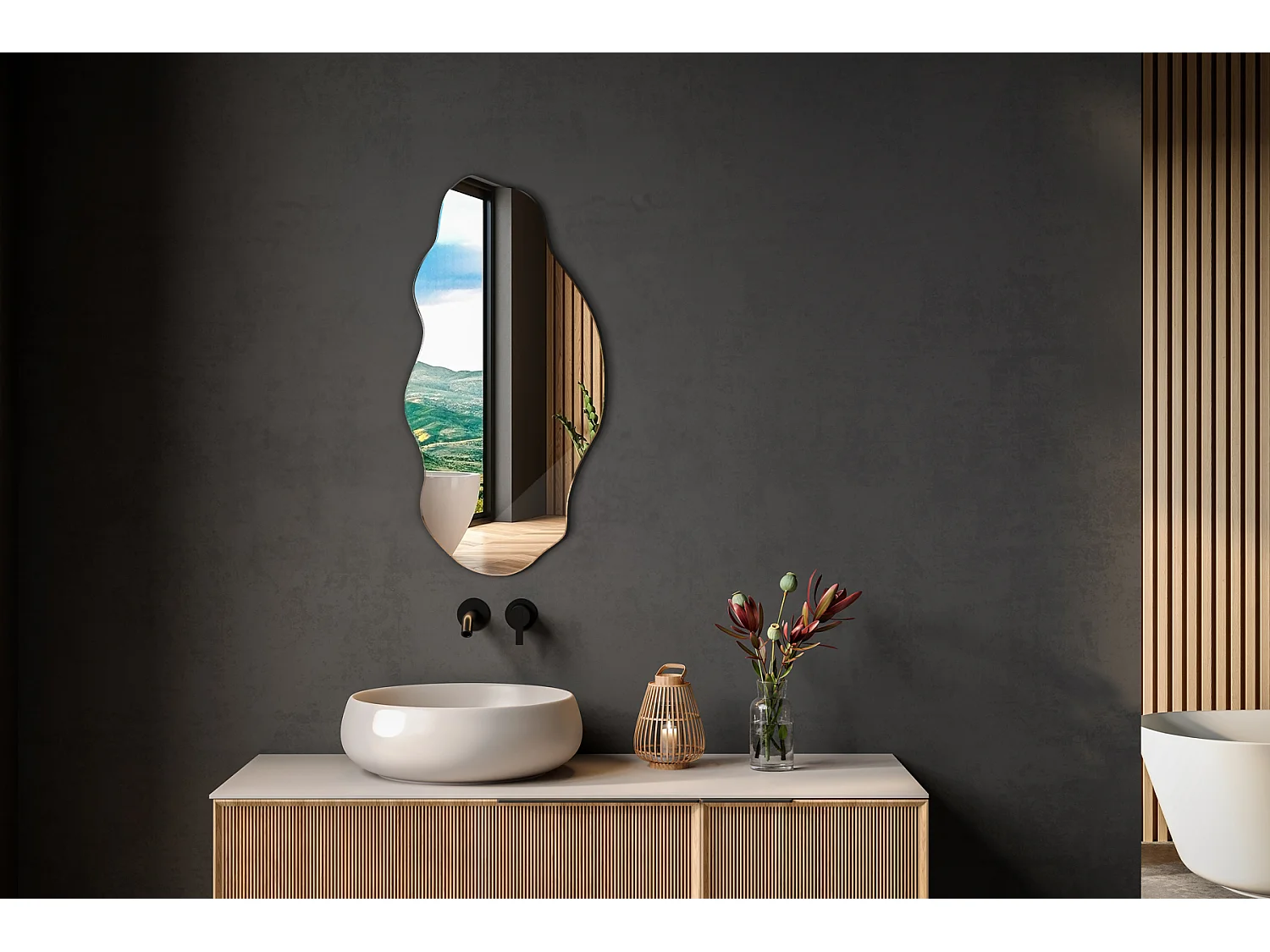 Miroir mural décoratif - Irrégulier - pour la chambre, le salon - 40 cm x 80 cm