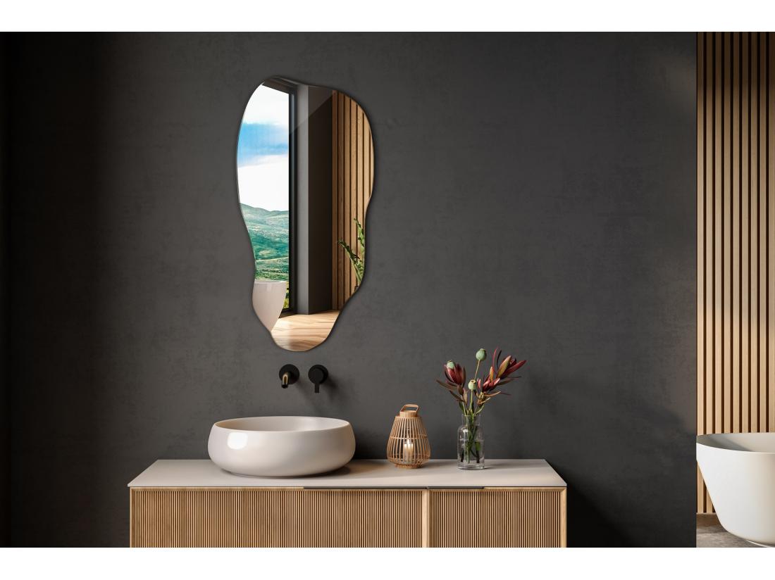 vente unique Miroir asymétrique organique irrégulier pour la salle de bain le salon - 45 cm x 90 cm