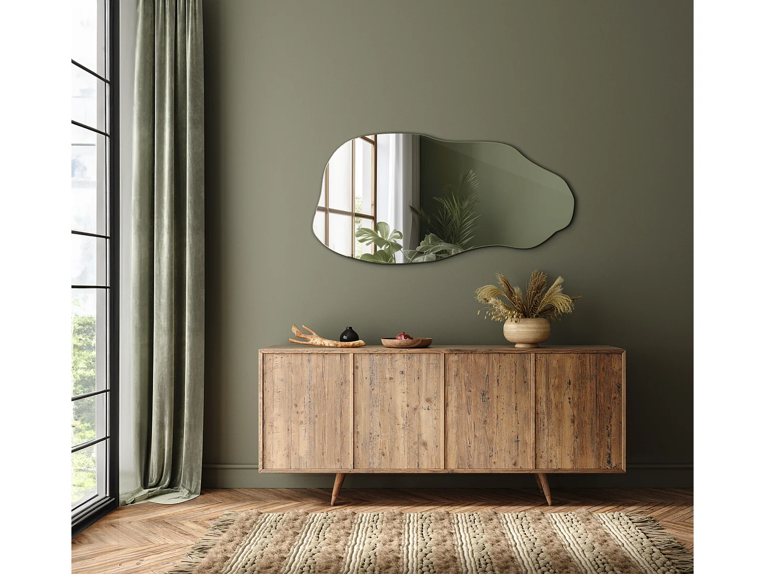 Miroir asymétrique organique irrégulier pour la salle de bain, le salon - 45 cm x 90 cm