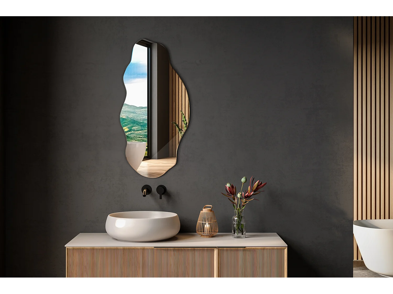 Unregelmäßiger Spiegel für Make-up, Badezimmer, Schlafzimmer - 45 cm x 90 cm