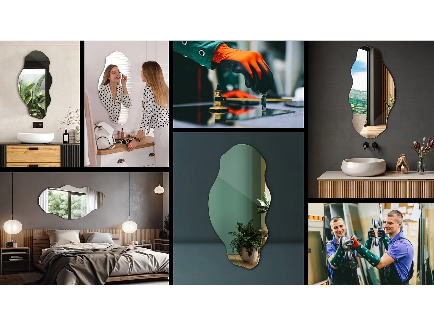 Unregelmäßiger Spiegel für Make-up, Badezimmer, Schlafzimmer - 45 cm x 90 cm