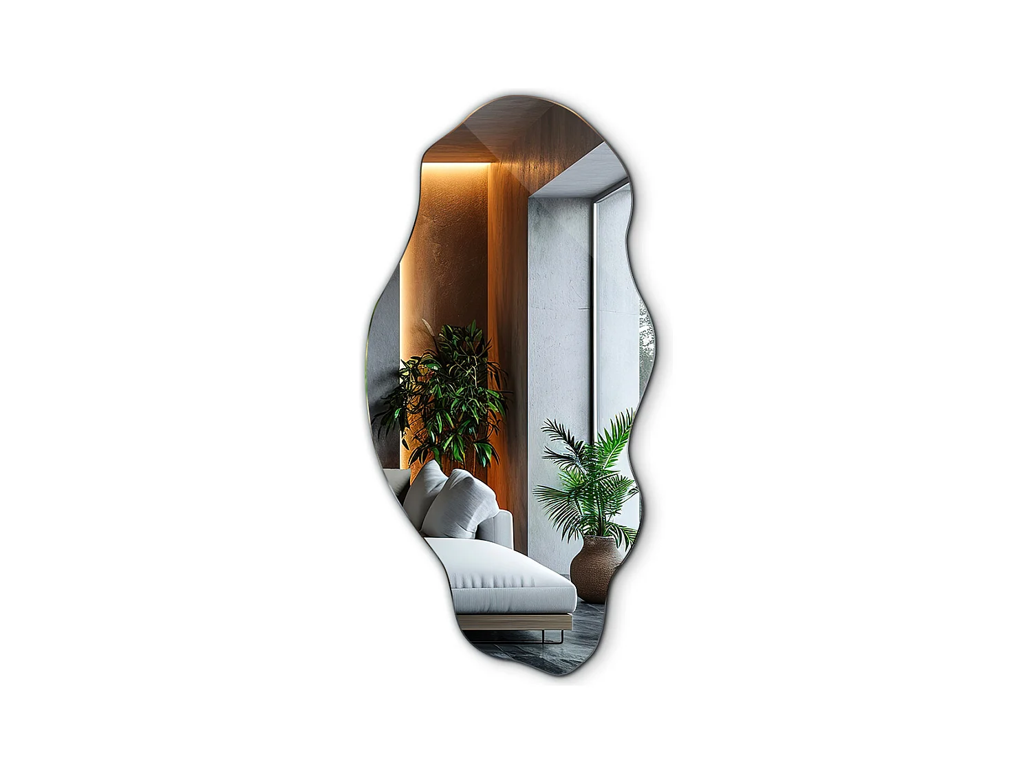 Miroir irrégulier pour maquillage, salle de bain, chambre à coucher - 45 cm x 90 cm