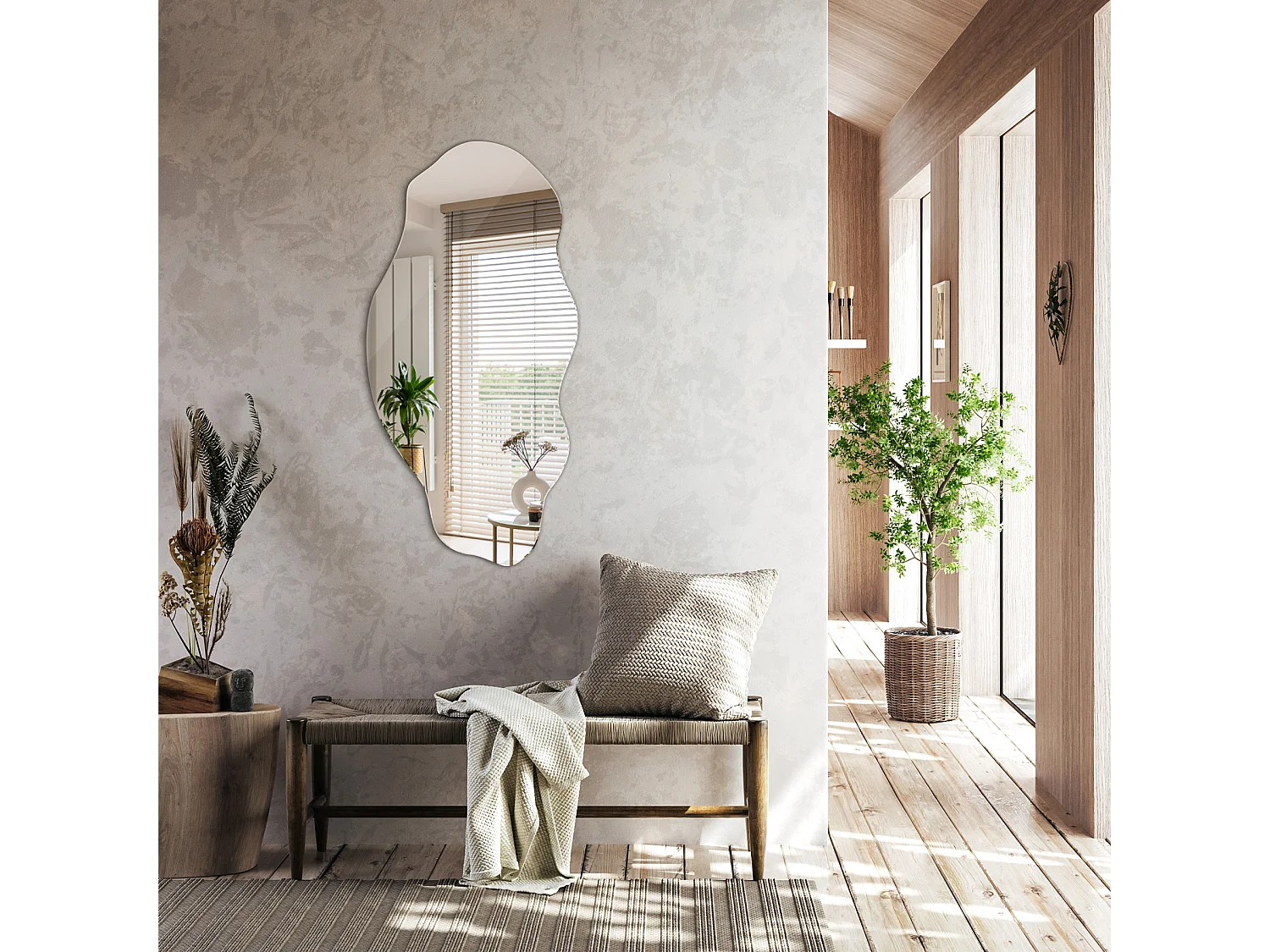 Miroir irrégulier pour maquillage, salle de bain, chambre à coucher - 45 cm x 90 cm