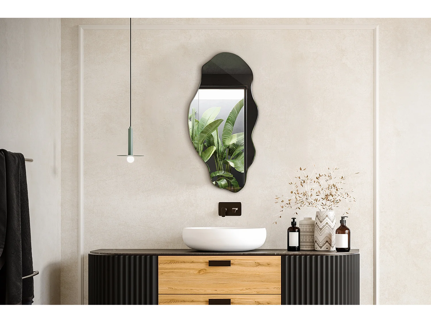 Miroir irrégulier pour maquillage, salle de bain, chambre à coucher - 45 cm x 90 cm