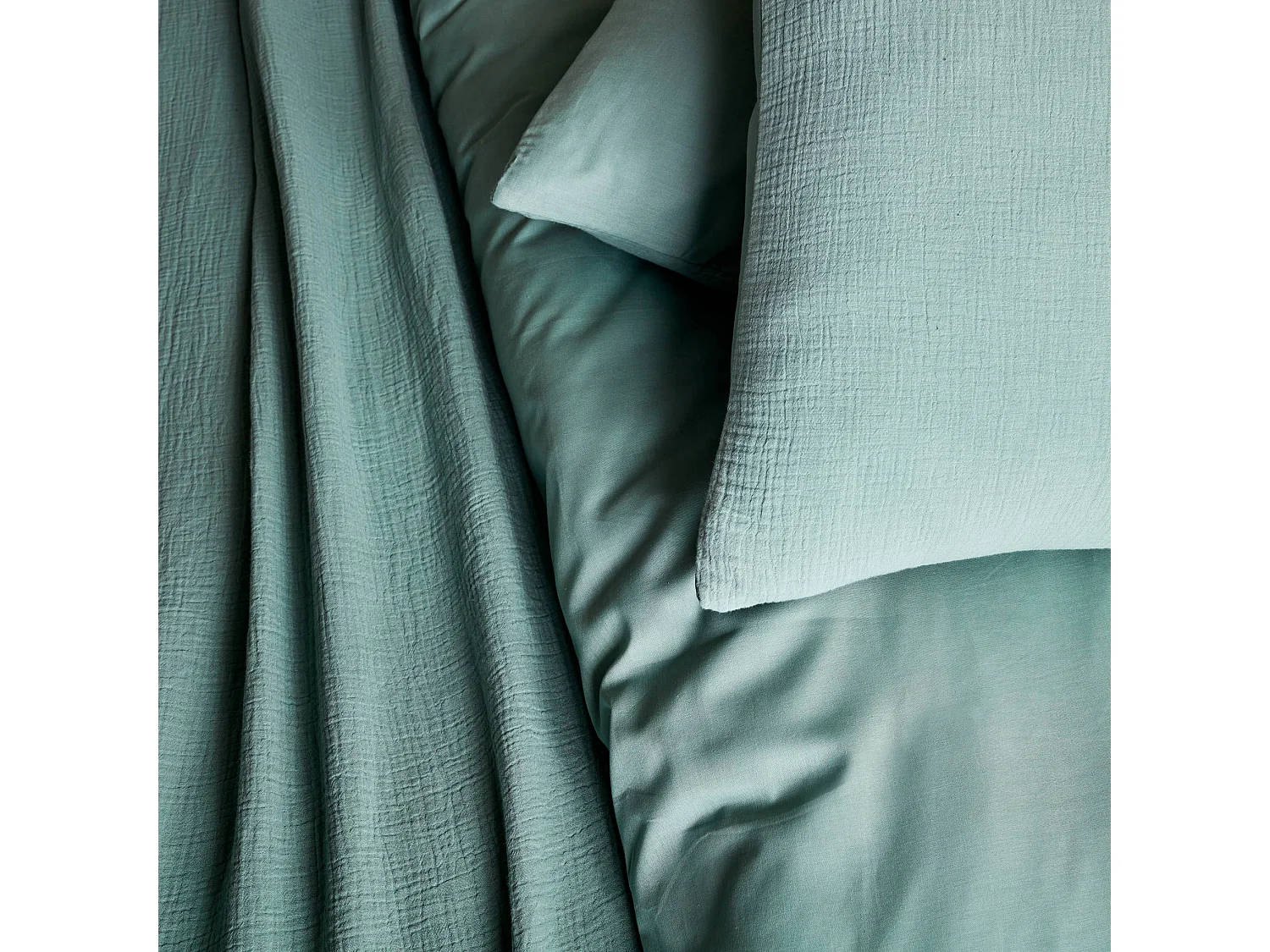 Parure de lit gaze de coton / coton. 2 places. 1 housse de couette avec 2 taies d'oreiller 260 x 240 cm