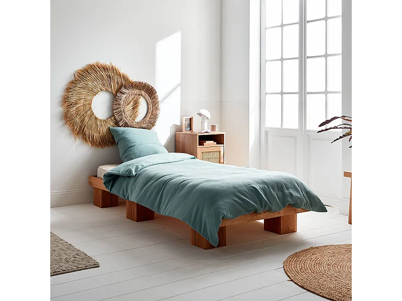 Set di biancheria da letto garza di cotone verde mandorla