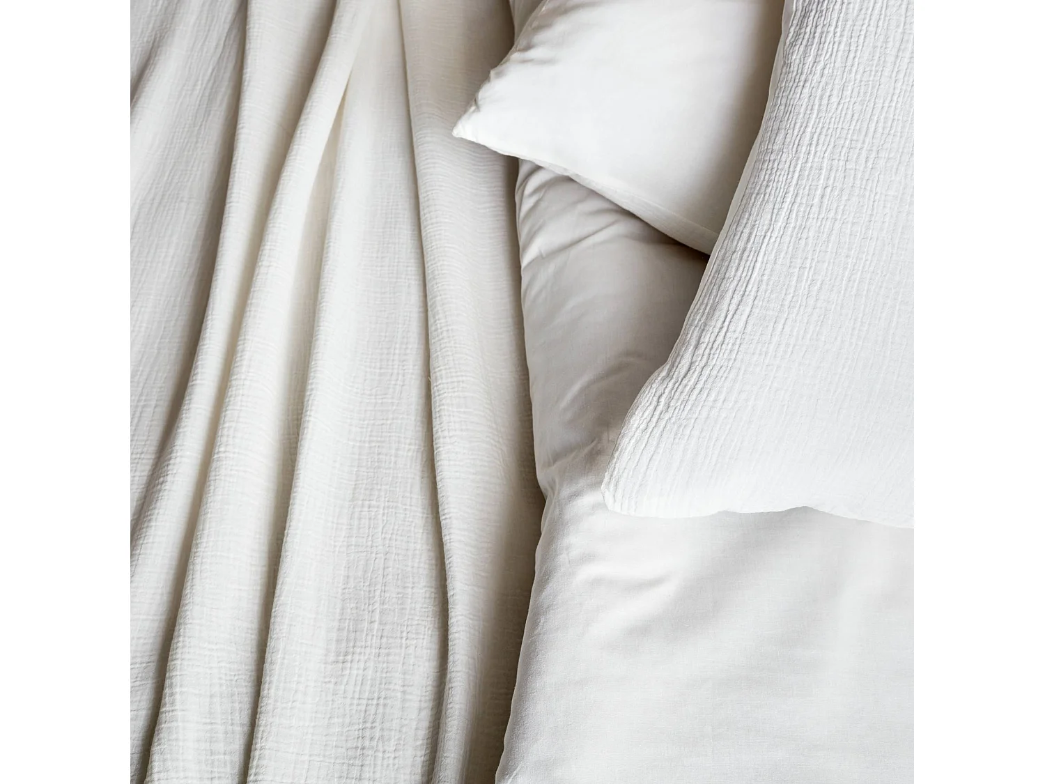 Parure de lit gaze de coton / coton. 2 places. 1 housse de couette avec 2 taies d'oreiller 260 x 240 cm