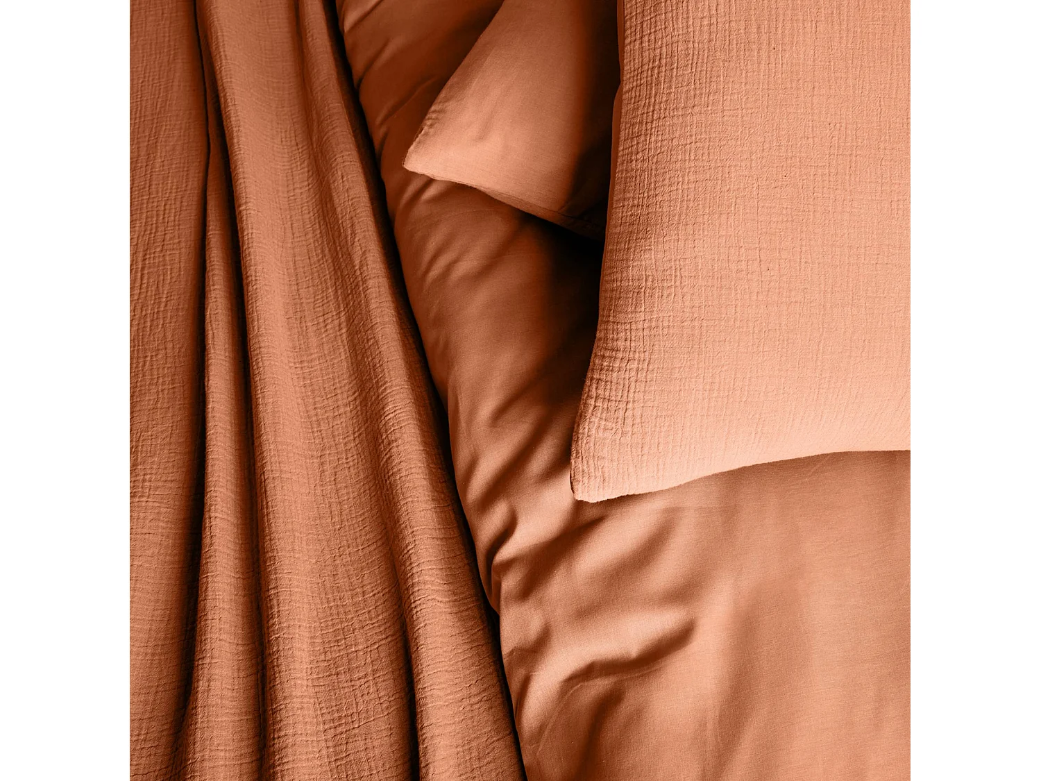 Set di biancheria da letto in garza di cotone terracotta