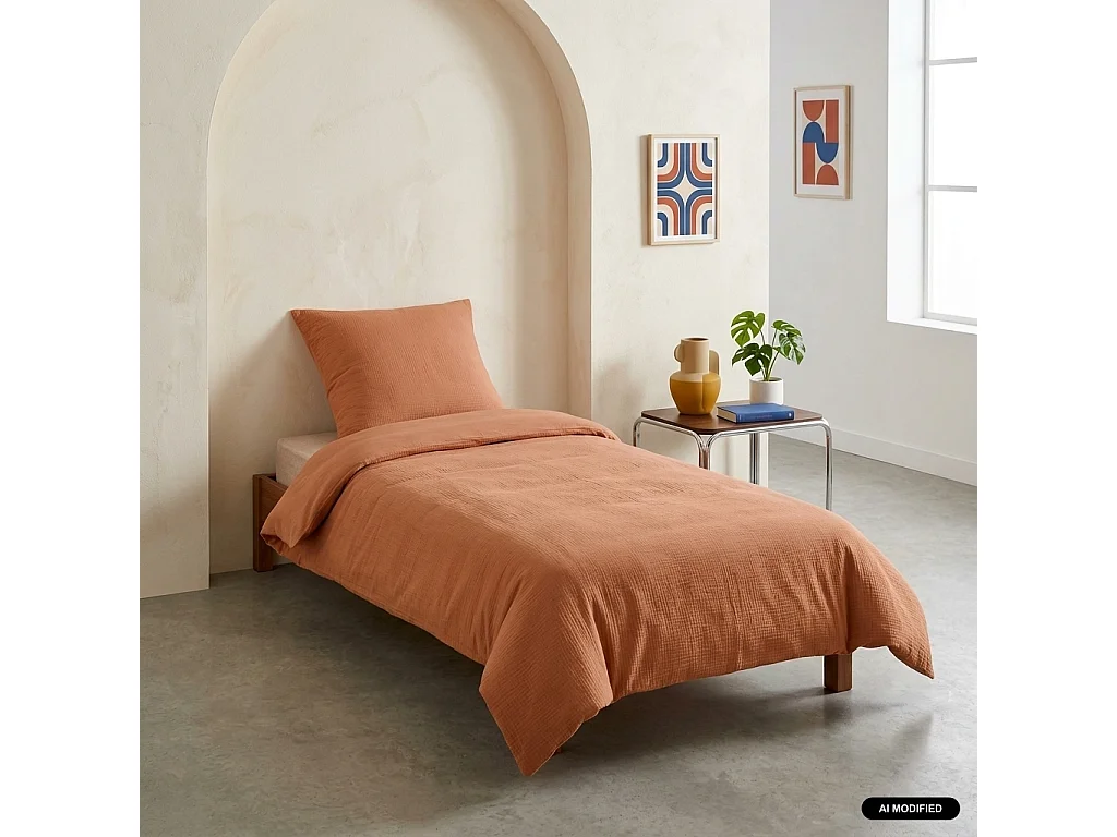 Ropa de cama de gasa de algodón terracota