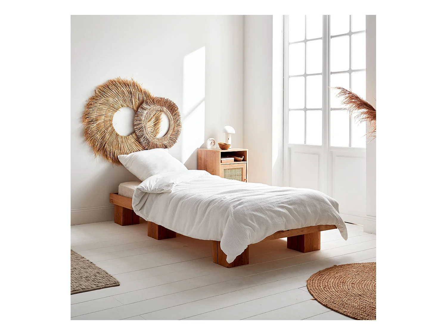 Parure de lit gaze de coton / coton. 1 place. 1 housse de couette avec 1 taie d'oreiller 140 x 200 cm