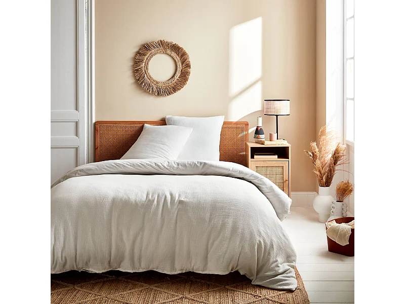 Parure de lit gaze de coton / coton. 2 places. 1 housse de couette avec 2 taies d'oreiller 240 x 220 cm