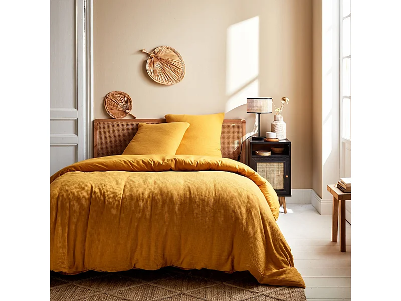 Juego de funda nórdica de gasa de algodón dorado