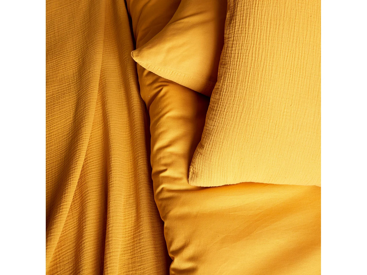 Juego de funda nórdica de gasa de algodón dorado