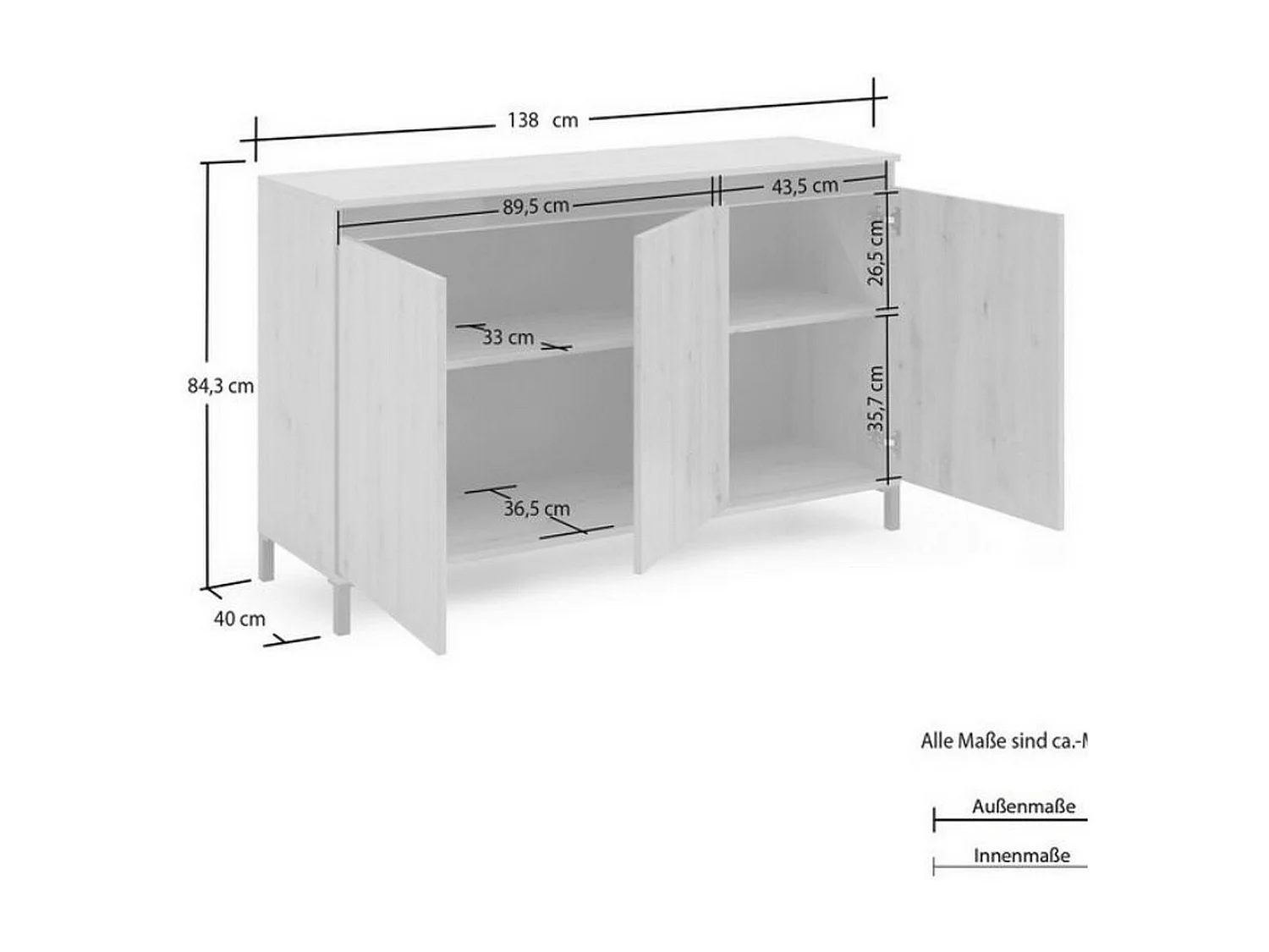 Armoire à Usages Multiples Génie, Chêne, 138x84x40 cm, Seven Design