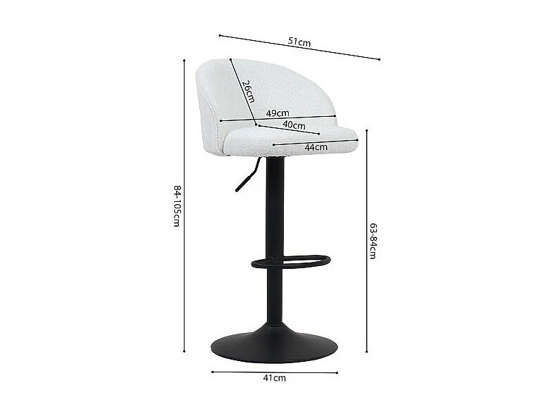 Tabouret de bar style vintage coloris blanc. Collection HYDRA