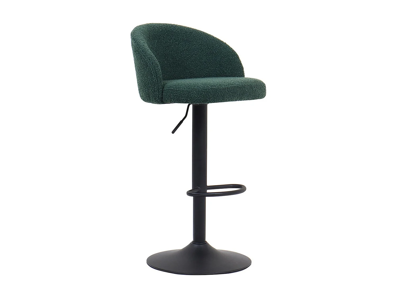 Taburete de bar HYDRA – Terciopelo rizado verde – Altura ajustable 86-107 cm – Patas de metal – Estilo moderno