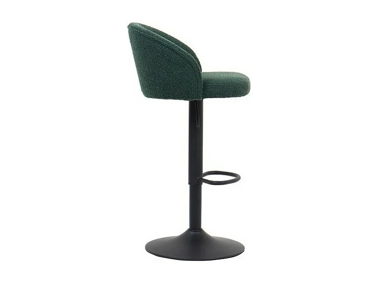 Taburete de bar HYDRA – Terciopelo rizado verde – Altura ajustable 86-107 cm – Patas de metal – Estilo moderno