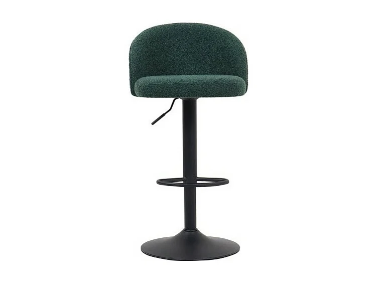 Taburete de bar HYDRA – Terciopelo rizado verde – Altura ajustable 86-107 cm – Patas de metal – Estilo moderno