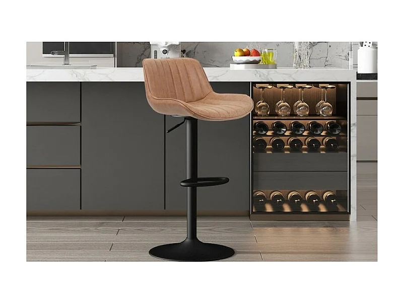 Vintage stijl barstoel in cognackleur. Collectie FERNAND