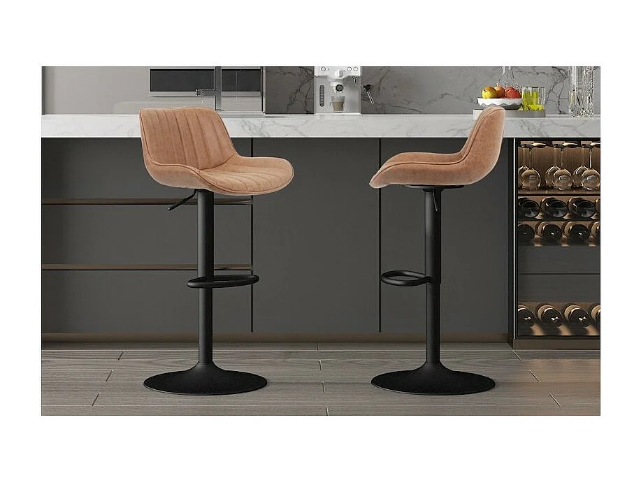 Tabouret de bar style vintage coloris cognac. Collection FERNAND