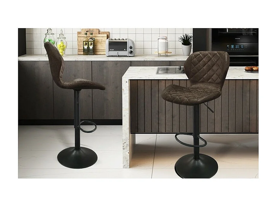 Vintage stijl barkruk in donkerbruine kleur. Collectie MABEL