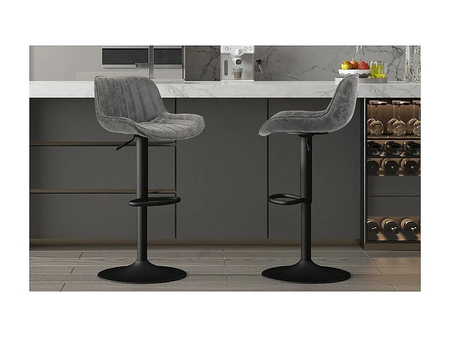 Banco de bar estilo vintage na cor cinza. Coleção ZENA