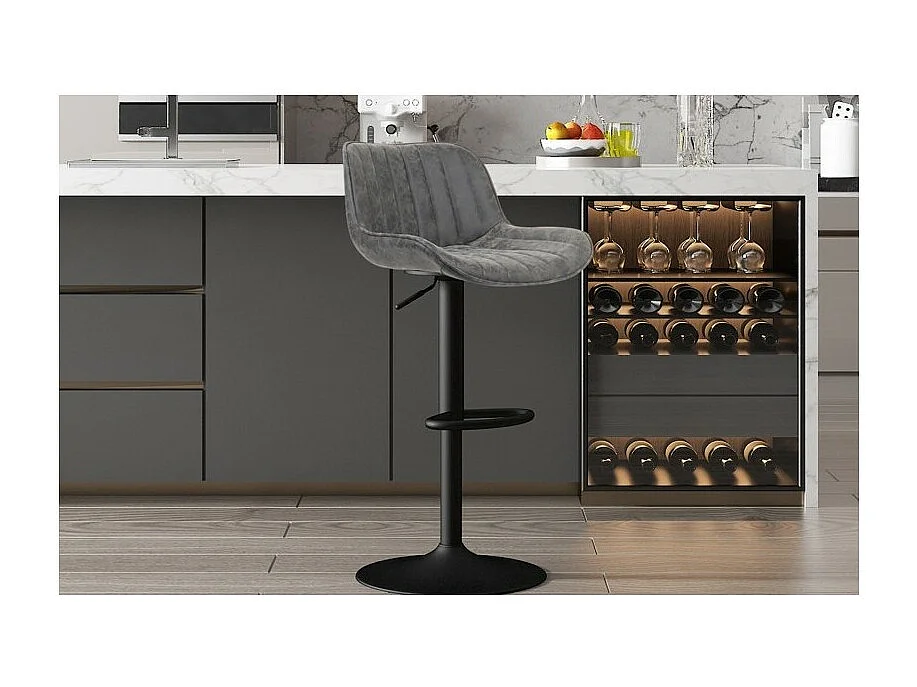 Banco de bar estilo vintage na cor cinza. Coleção ZENA