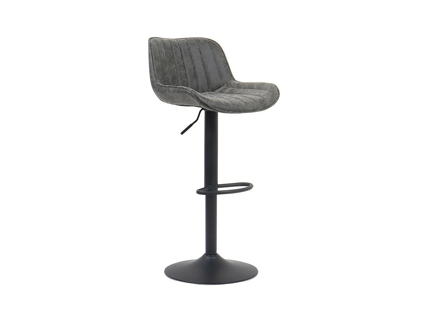 Tabouret de bar ZENA – Style vintage – PU gris – Assise confortable et design