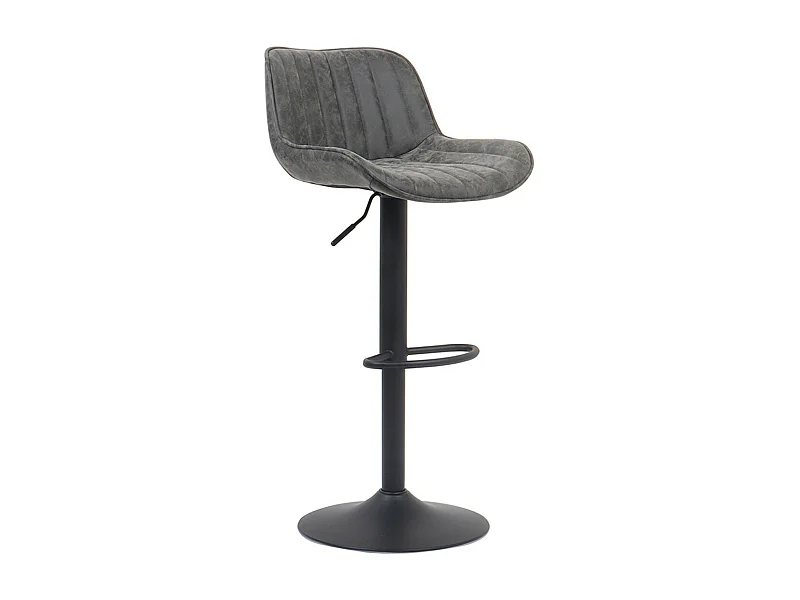 Tabouret de bar ZENA – Style vintage – PU gris – Assise confortable et design