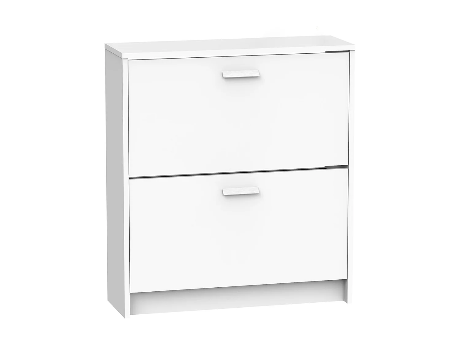 Commode Meuble à chaussures avec 2 portes couleur blanc - Longueur 74 x Hauteur 82 x Profondeur 25 cm