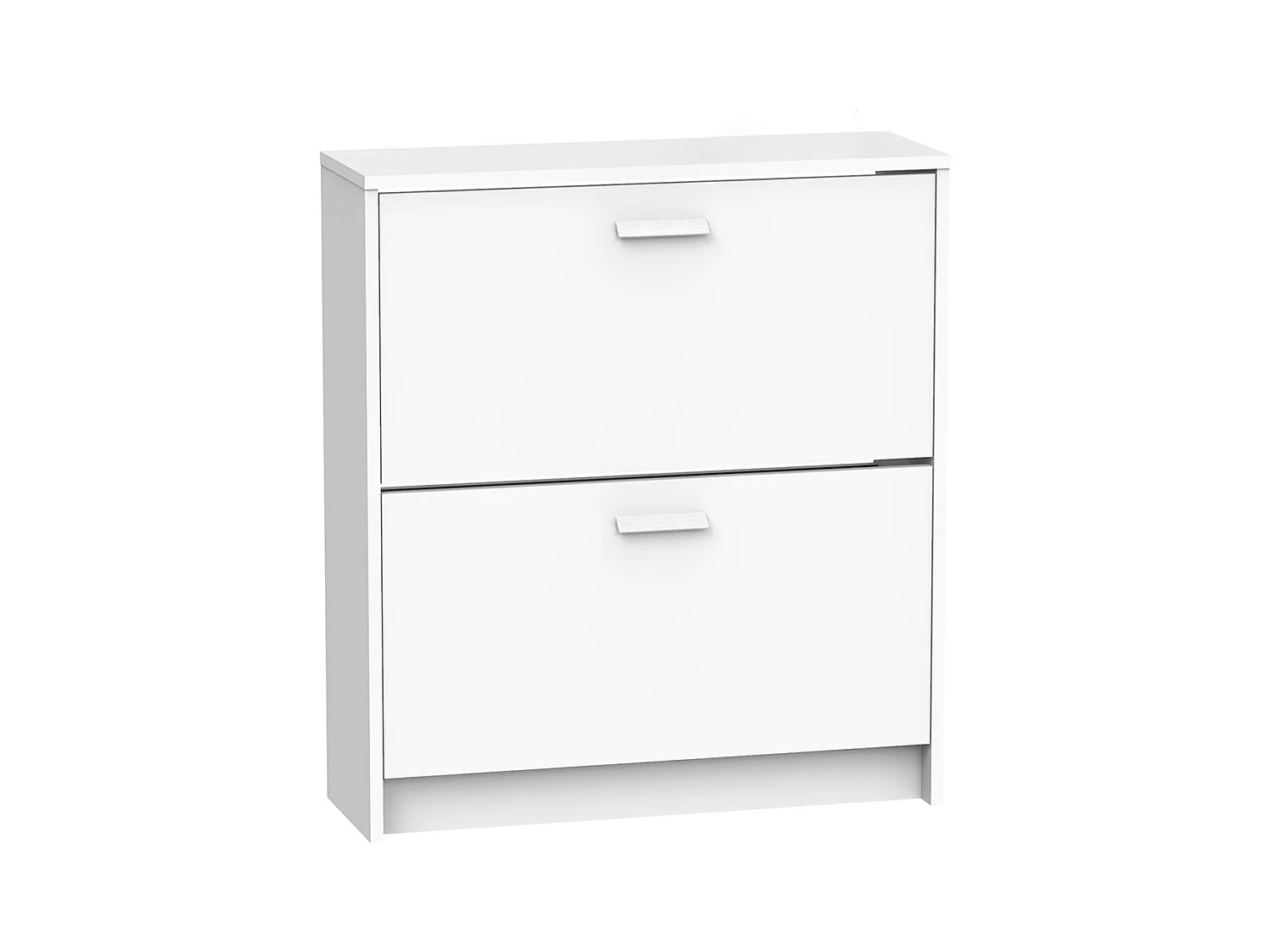 Commode Meuble à chaussures avec 2 portes couleur blanc - Longueur 74 x Hauteur 82 x Profondeur 25 cm