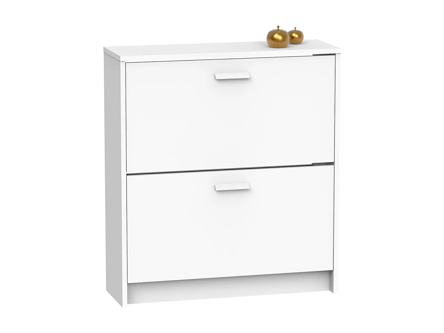 Commode Meuble à chaussures avec 2 portes couleur blanc - Longueur 74 x Hauteur 82 x Profondeur 25 cm