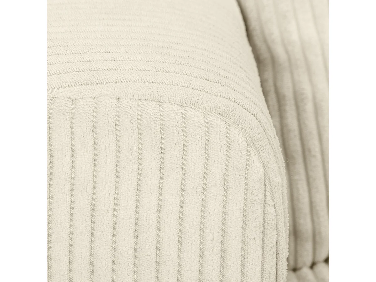 Canapé d'angle convertible réversible 3/4 places en velours côtelé beige avec coffre de rangement - Uma